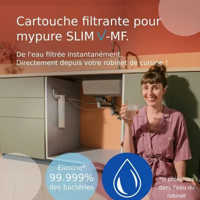 Brita MyPure Slim V-MF - Système de filtration d'eau sous évier avec cartouche longue durée - Jusqu'à 1 an / 8000 L