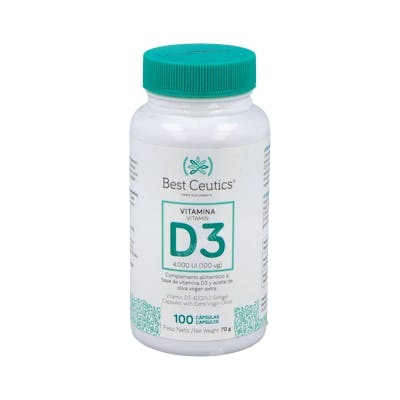 BEST CEUTICS Vitamine D3 4000 UI - 100 Capsules BEST CEUTICS Vitamine D3 4000 UI - 100 Capsules