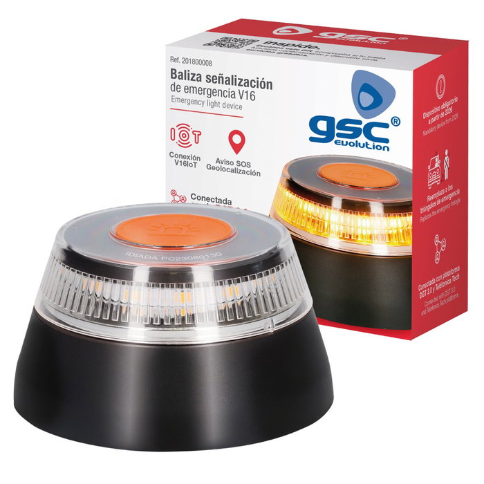 GSC Evolution Balise de signalisation d'urgence V16IoT avec géolocalisation GSC Evolution Balise de signalisation d'urgence V16IoT avec géolocalisation