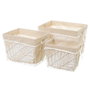 BigBuy Home Lot de paniers NATURLIFE Blanc Sable Fer (3 Unités)