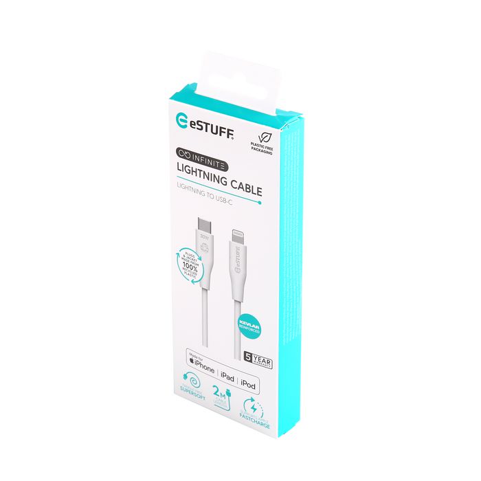 eSTUFF Câble USB-C vers Lightning INFINITE (GRS) 2 m Blanc eSTUFF Câble USB-C vers Lightning INFINITE (GRS) 2 m Blanc