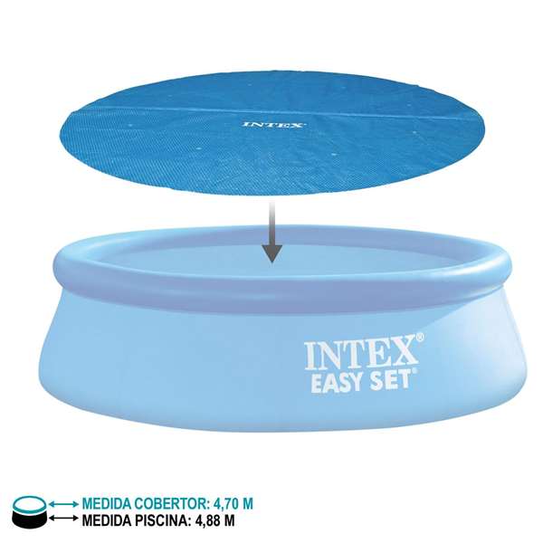 Intex - Cobertor D488 - Couverture solaire pour piscine tubulaire Easy Set/Frame, diamètre 488 cm, en PVC