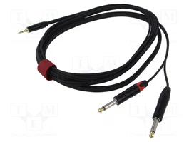 REDS MUSIC Câble Jack 3,5 mm vers 2x Jack 6,3 mm, 5m, Noir