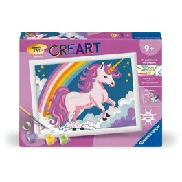 Ravensburger CreArt Kids 25904, Kit de peinture par numéros licorne néon, 18x24cm avec cadre, 7 ans et plus, tableau pré-peint