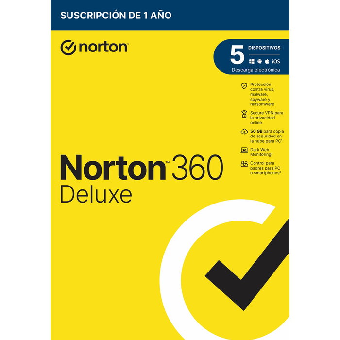 Norton 360 Deluxe 50 Go Protection Antivirus Sécurité VPN Contrôle Parental Espagnol Norton 360 Deluxe 50 Go Protection Antivirus Sécurité VPN Contrôle Parental Espagnol
