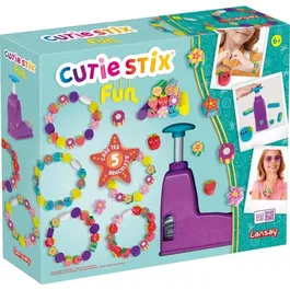 LANSAY Cutie Stix Fun Atelier Créatif pour Enfants dès 6 Ans - Kit pour Créer des Bijoux avec Perles en Forme d'Étoiles et Fleurs