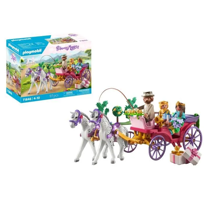 Playmobil 71846 - Calèche avec couple princier et cocher - Figurine et accessoires - Jouet d'imagination pour enfants