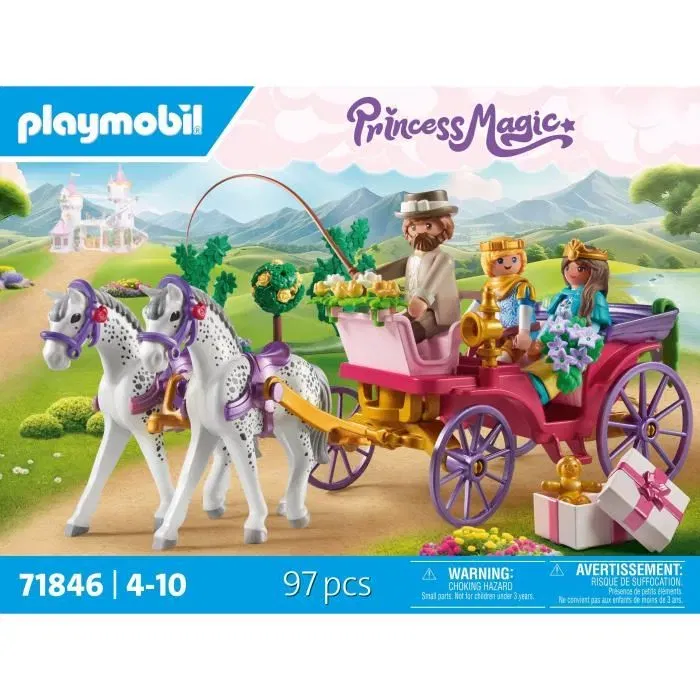 Playmobil 71846 - Calèche avec couple princier et cocher - Figurine et accessoires - Jouet d'imagination pour enfants