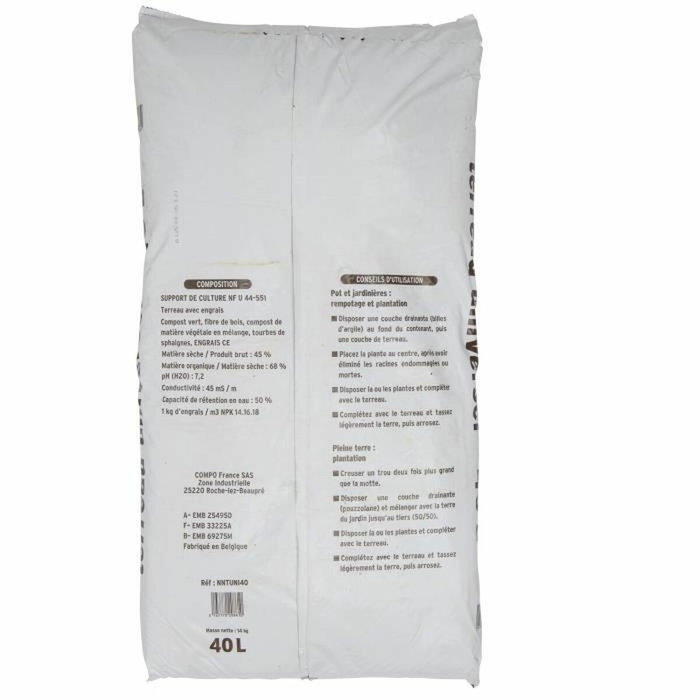 Terreau Universel pour Plantes de Jardin et d'Intérieur, 40 Litres