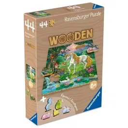 Ravensburger - Puzzle en Bois Licornes, 44 Pièces dont 5 Figurines Whimsies, Puzzle Enfant Durable FSC, Jeu Éducatif et Cadeau pour Enfants dès 6 Ans (19,2x19,2 cm)