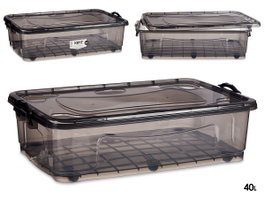 KIPIT Bac de rangement sous le lit 40L Anthracite avec 6 roues