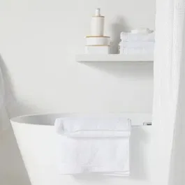 Today UTILITY - Rideau de douche gauffré blanc en polyester, 180 x 200 cm avec 12 crochets clipsables, tissu jacquard