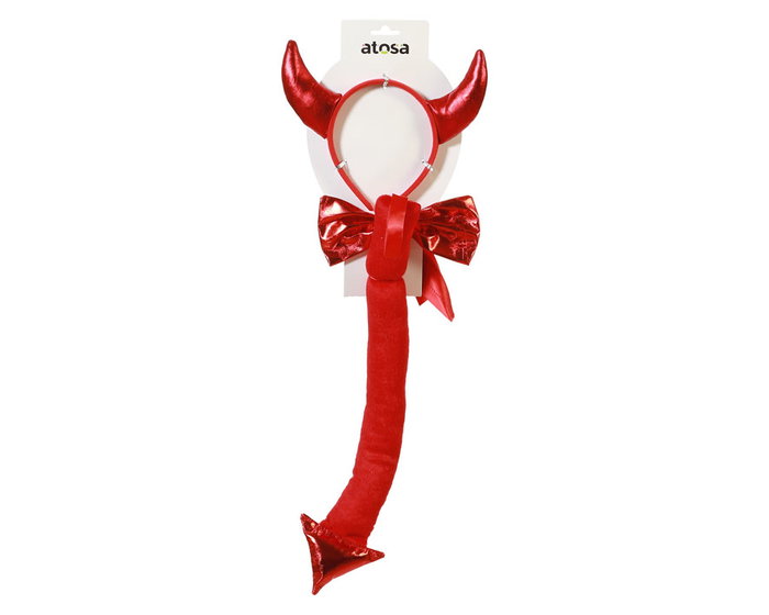Déguisement de Diabla Noire avec Accessoires Rouges pour Halloween, Inclut Diadème à Cornes Rouge et Queue Déguisement de Diabla Noire avec Accessoires Rouges pour Halloween, Inclut Diadème à Cornes Rouge et Queue