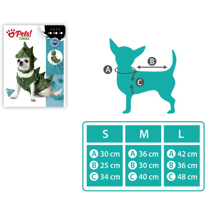 BigBuy Pets Déguisement pour Chien Dinosaure Taille L Verde