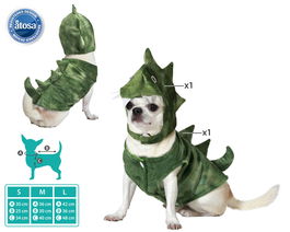 Costume de Dinosaure pour Chien, Taille L, Vert, en Polyester, Déguisement d'Animal pour Mascotte