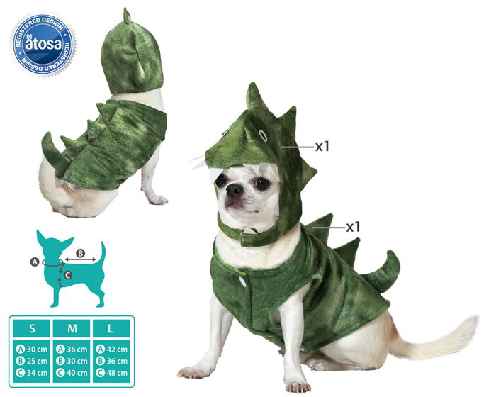 Costume de Dinosaure pour Chien, Taille L, Vert, en Polyester, Déguisement d'Animal pour Mascotte