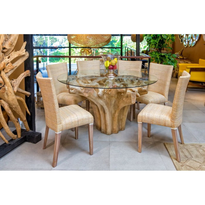 Home ESPRIT Table de Salle à Manger Bois et Verre Trempé 160 x 160 x 76 cm
