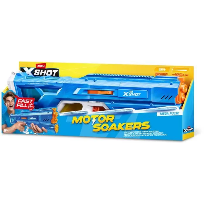 ZURU X-SHOT Mega Pulse - Pistolet à eau motorisé, batterie rechargeable, remplissage rapide 1 seconde, portée 9 m, réservoir 1,1 L pour jeux extérieurs ZURU X-SHOT Mega Pulse - Pistolet à eau motorisé, batterie rechargeable, remplissage rapide 1 seconde, portée 9 m, réservoir 1,1 L pour jeux extérieurs
