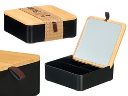 Berilo Organiseur en Plastique Bambou Noir Miroir 14x5x14 cm (Set de 12)