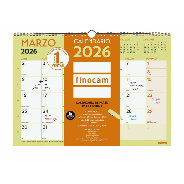 calendrier mural Finocam Multicouleur A3 Papier calendrier mural Finocam Multicouleur A3 Papier
