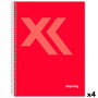 Cahier Imprex Rouge A5 80 Volets (4 Unités)