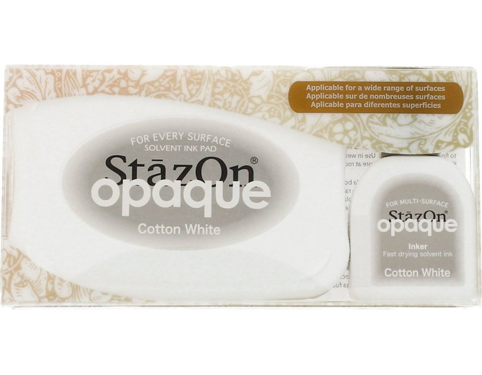 Tsukineko STAZON OPAQUE Tampon encreur blanc coton avec recharge Tsukineko STAZON OPAQUE Tampon encreur blanc coton avec recharge