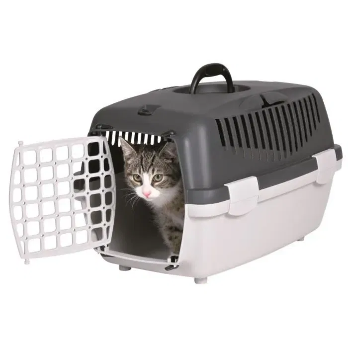 Trixie Box de Transport pour Chien et Chat Capri 1 XS - 32 x 31 x 48 cm - Gris Clair et Gris Foncé - Plastique Ventilé - Jusqu'à 6 kg
