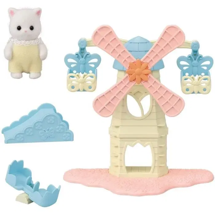 Sylvanian Families - Figurines miniatures : Le Moulin des Bébés - Maison de poupée rose pour intérieur - Jouet enfant dès 3 ans