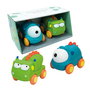 Tachan - Set de 2 voitures monstres bleu et vert - Jouets en caoutchouc souple à roues libres pour bébé à partir de 1 an