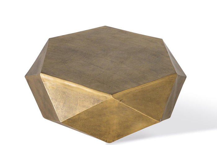 GINER Y COLOMER Table Basse Hexagonale en Aluminium Doré, Dimensions 107 x 107 x 34 cm, Design Moderne et Minimaliste pour le Salon