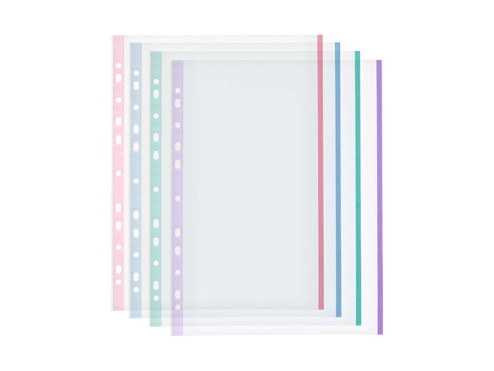Pincello Lot de 25 pochettes transparentes pour feuilles A4, 31 x 25 cm, plastique, couleurs assorties (bleu, violet, rouge, vert) (Set de 48) Pincello Lot de 25 pochettes transparentes pour feuilles A4, 31 x 25 cm, plastique, couleurs assorties (bleu, violet, rouge, vert) (Set de 48)