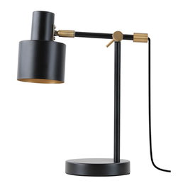 Fbright Serantes Lampe de table 1xE27 Noir avec détails dorés Métal IP20 Max 25W 300x140x351 mm