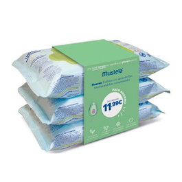 Mustela Lot de 3 packs de 60 lingettes nettoyantes