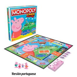 Hasbro Games Monopoly Junior Peppa Pig F1656 - Jeu de société en portugais pour enfants à partir de 5 ans avec cartes et personnages de la série animée