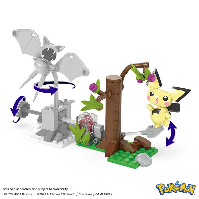 Mega Construx - Jeu de Construction Cinétique Pokemon Pikachu avec Motion Brick - HPB59 - Ensemble Boîte Figurine Zubat Volant - Mattel - 7 ans et plus