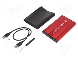 QOLTEC Boîtier pour disques 2,5 pouces rouge SATA III USB 3.0 aluminium