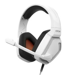 Krom Kopa Casque Gaming Filaire Blanc - Son Surround 3.5mm, Microphone, Contrôle Volume