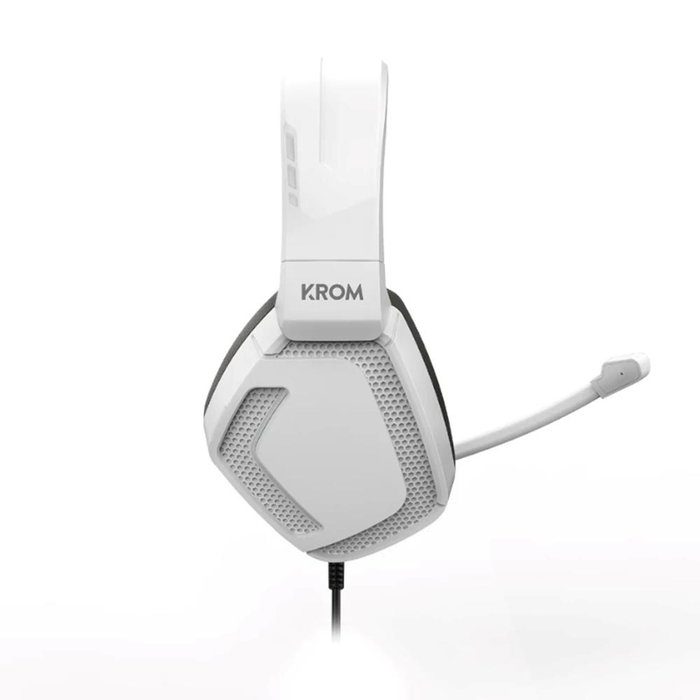 Krom Kopa Casque Gaming Filaire Blanc - Son Surround 3.5mm, Microphone, Contrôle Volume