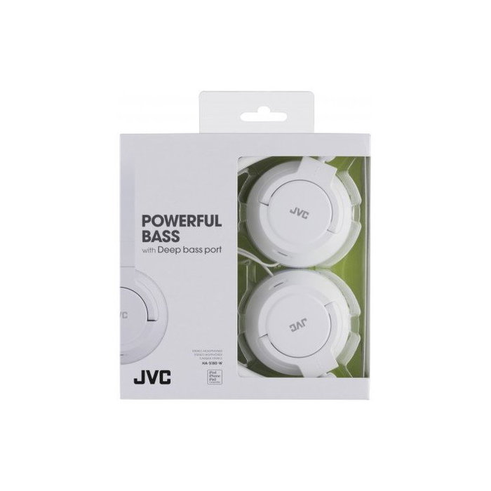 JVC HA-S180-W Casque Audio Pliable Filaire Blanc - Son Haute Fidélité, Confort Léger, Connexion Jack 3.5mm