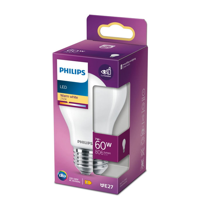 Philips Ampoule LED Classic 60W Standard E27 Blanc Chaud