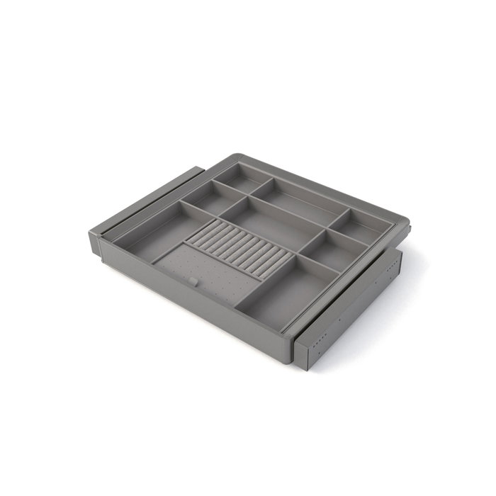 Emuca Kit tiroir organisateur et rack ajustable Quartz pour armoires, glissières extension totale et à fermeture douce, Module 60cm, Finition Titane Emuca Kit tiroir organisateur et rack ajustable Quartz pour armoires, glissières extension totale et à fermeture douce, Module 60cm, Finition Titane