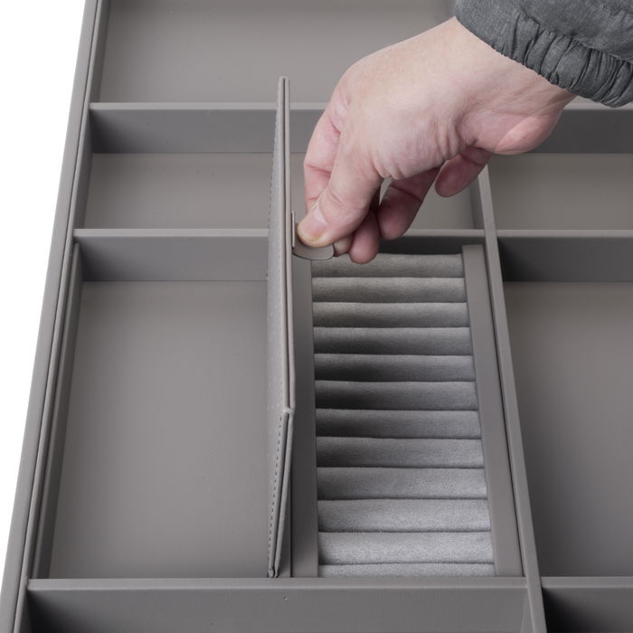 Emuca Kit tiroir organisateur et rack ajustable Quartz pour armoires, glissières extension totale et à fermeture douce, Module 60cm, Finition Titane