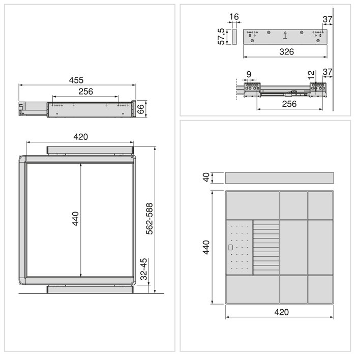 Emuca Kit tiroir organisateur et rack ajustable Quartz pour armoires, glissières extension totale et à fermeture douce, Module 60cm, Finition Titane Emuca Kit tiroir organisateur et rack ajustable Quartz pour armoires, glissières extension totale et à fermeture douce, Module 60cm, Finition Titane