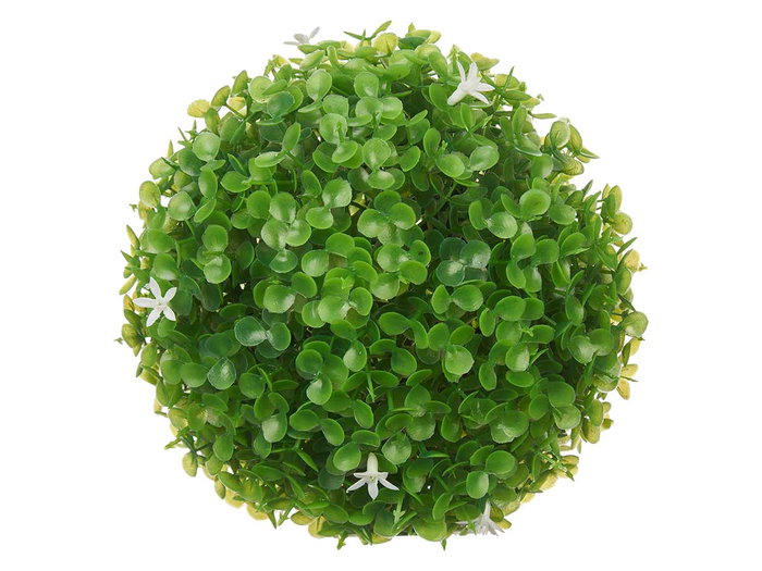 Ibergarden Balle Ronde 17 cm Feuilles Vertes Fleurs Blanches en Plastique (Set de 12)