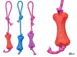 MASCOW Os en silicone avec corde 35cm Assortiment 3 couleurs