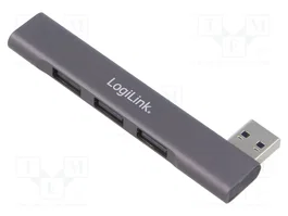 LOGILINK Hub USB 4 ports USB A, USB 2.0 et 3.0, gris