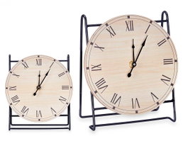 Giftdecor Horloge de Bureau Atril Métal et Bois Noir 19 x 21 x 9 cm (Set de 6)