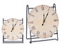 Giftdecor Horloge de Bureau Atril Métal et Bois Noir 19 x 21 x 9 cm (Set de 6)