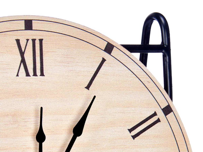 Giftdecor Horloge de Bureau Atril Métal et Bois Noir 19 x 21 x 9 cm (Set de 6)