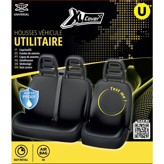 XLC Housses de siège utilitaire XLCOVER waterproof - Housse conducteur et banquette - Compatible airbag - Installation scratch - Kit complet avec dimensions